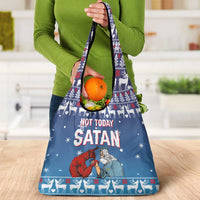 Jesus Not To Day Satan Christmas Grocery Bag Funny Xmas Holiday Patterns - Wonder Print Shop