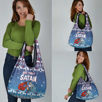 Jesus Not To Day Satan Christmas Grocery Bag Funny Xmas Holiday Patterns - Wonder Print Shop