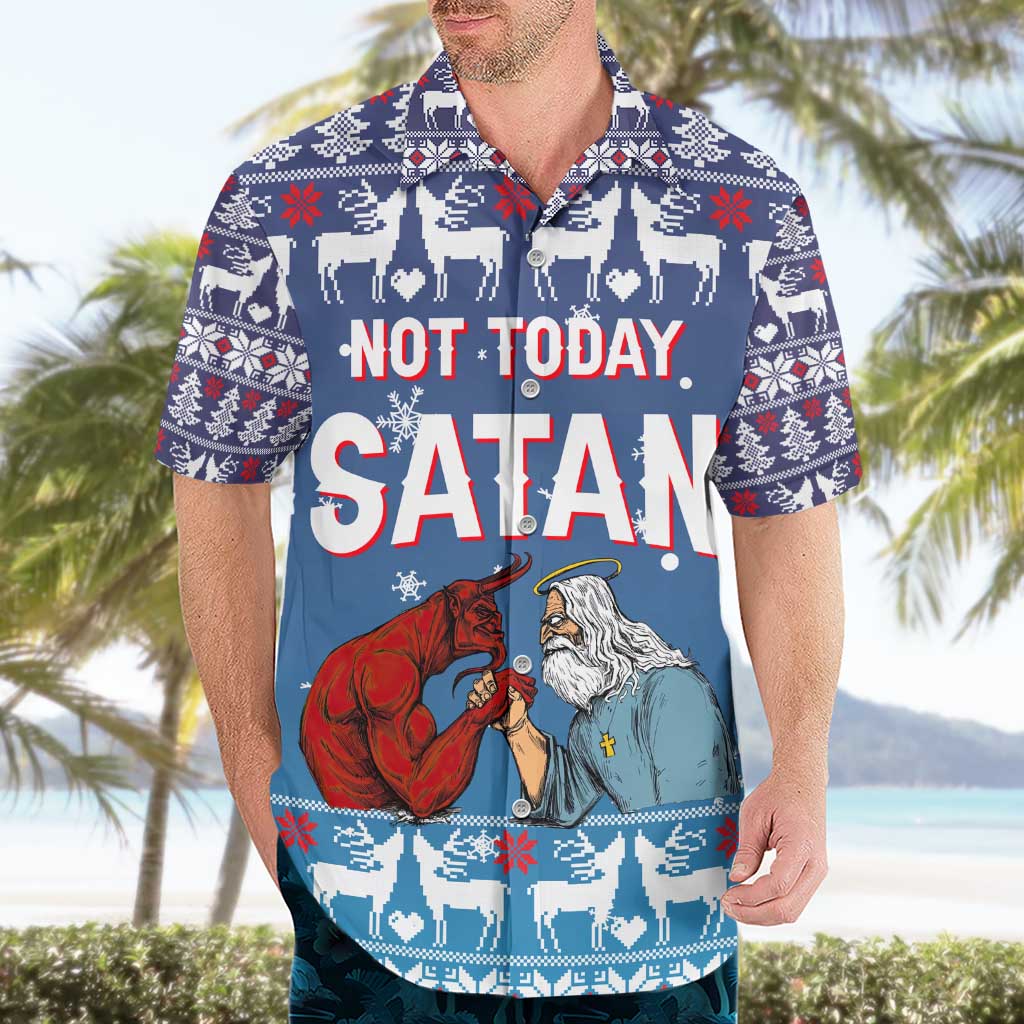 Jesus Not To Day Satan Christmas Hawaiian Shirt Funny Xmas Holiday Patterns - Wonder Print Shop