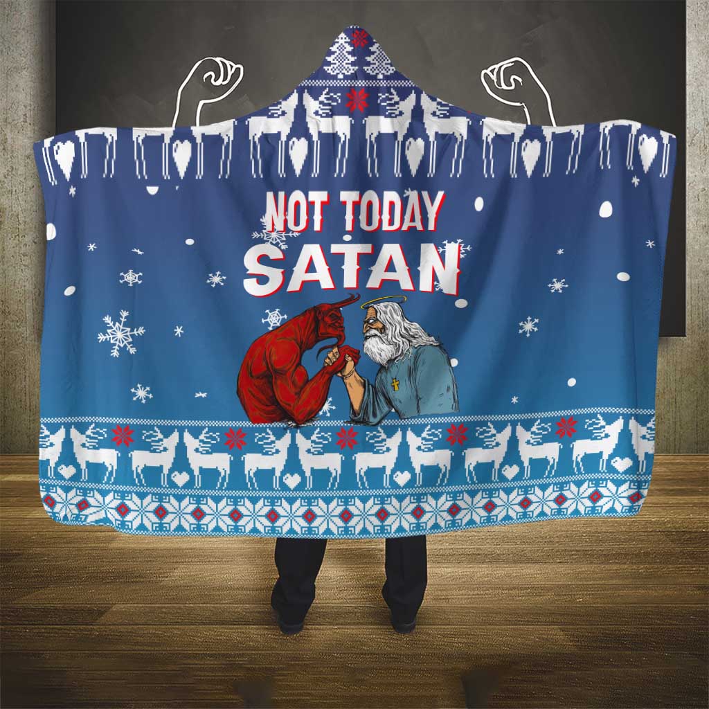Jesus Not To Day Satan Christmas Hooded Blanket Funny Xmas Holiday Patterns - Wonder Print Shop