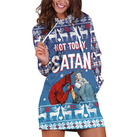 Jesus Not To Day Satan Christmas Hoodie Dress Funny Xmas Holiday Patterns - Wonder Print Shop