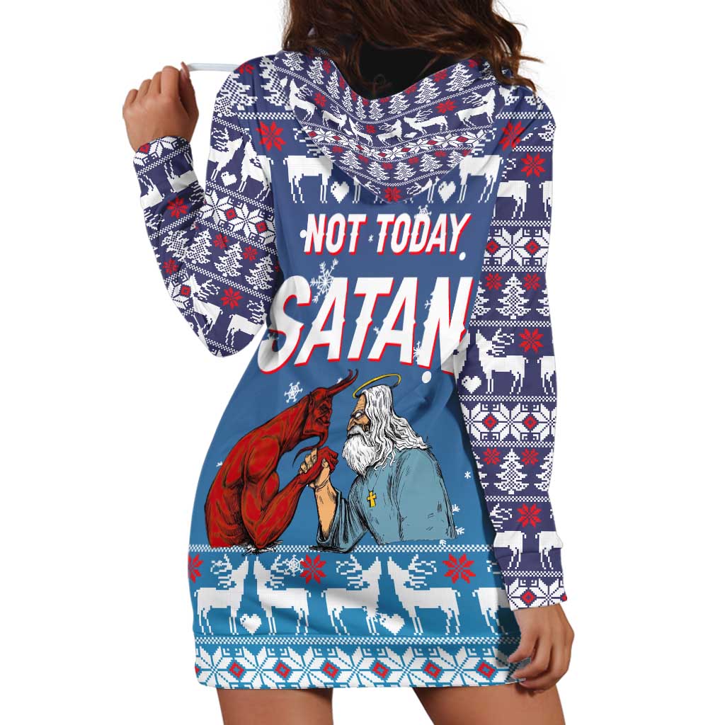 Jesus Not To Day Satan Christmas Hoodie Dress Funny Xmas Holiday Patterns - Wonder Print Shop