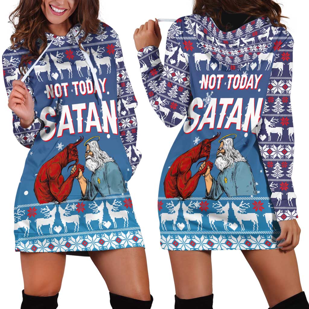 Jesus Not To Day Satan Christmas Hoodie Dress Funny Xmas Holiday Patterns - Wonder Print Shop