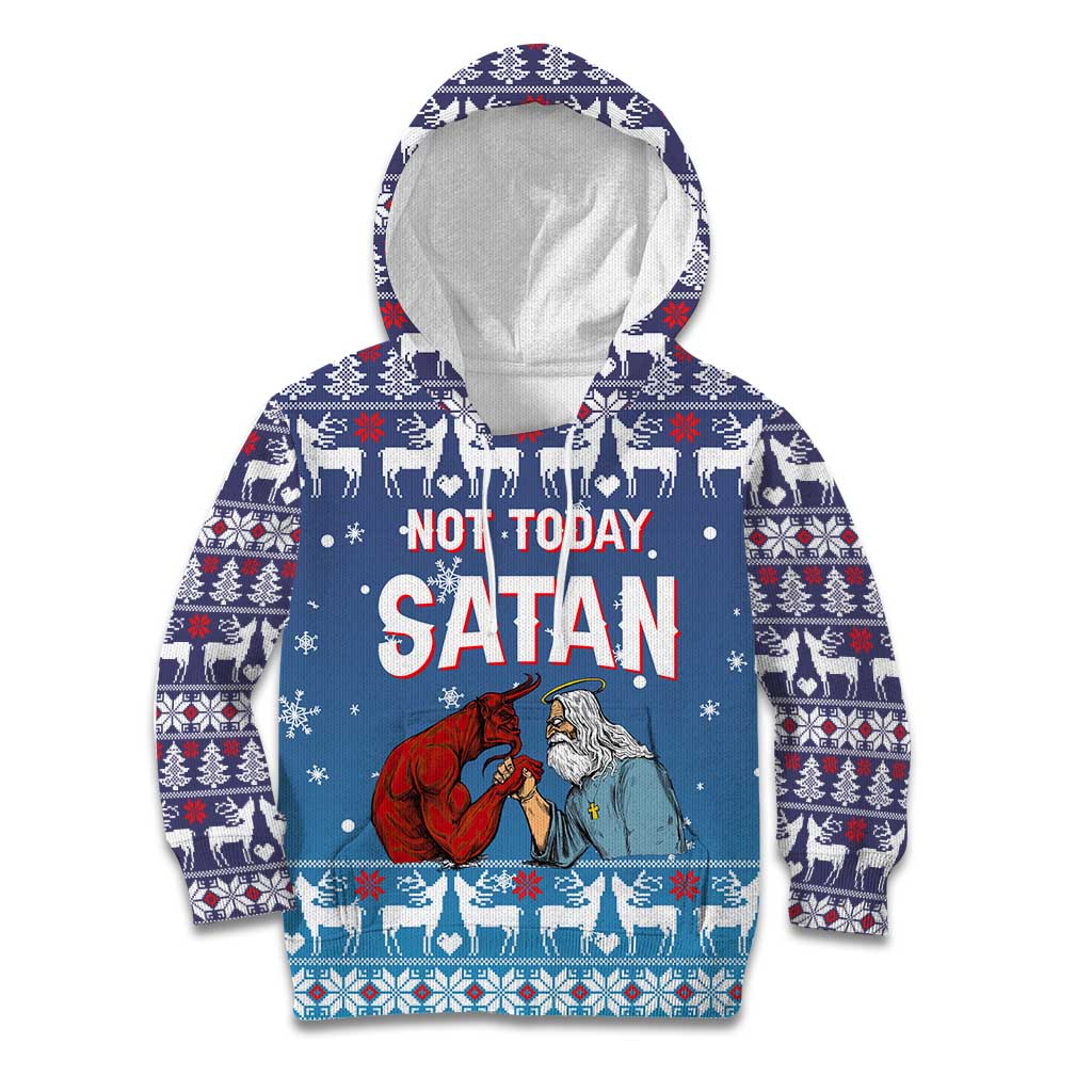 Jesus Not To Day Satan Christmas Kid Hoodie Funny Xmas Holiday Patterns - Wonder Print Shop