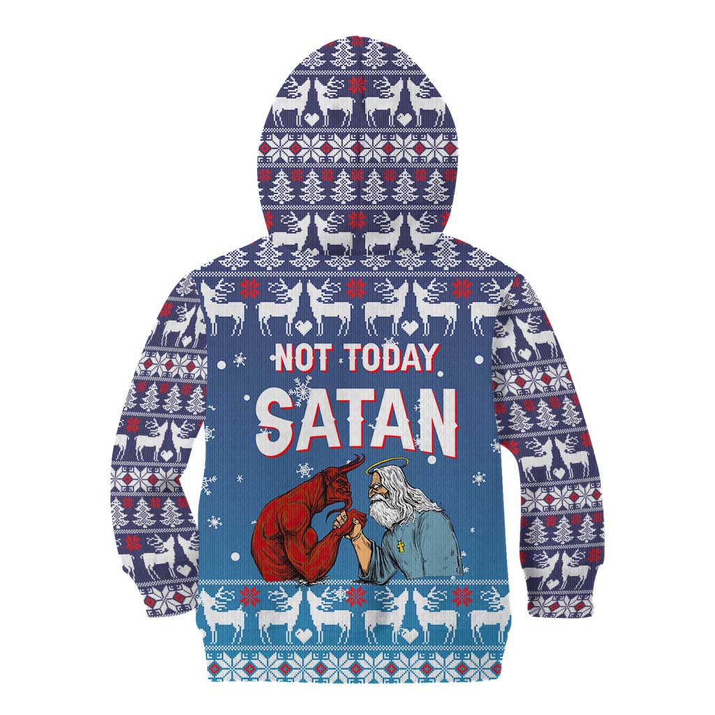 Jesus Not To Day Satan Christmas Kid Hoodie Funny Xmas Holiday Patterns - Wonder Print Shop