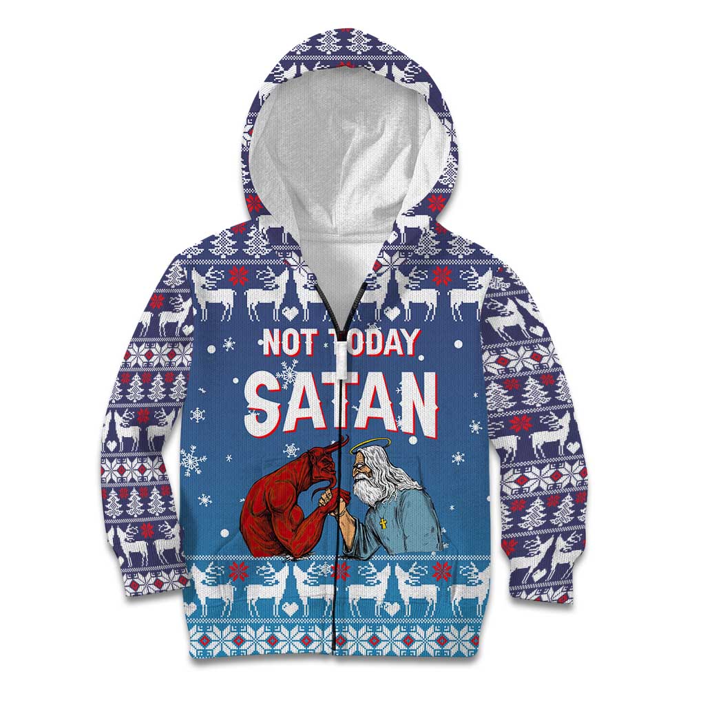 Jesus Not To Day Satan Christmas Kid Hoodie Funny Xmas Holiday Patterns - Wonder Print Shop