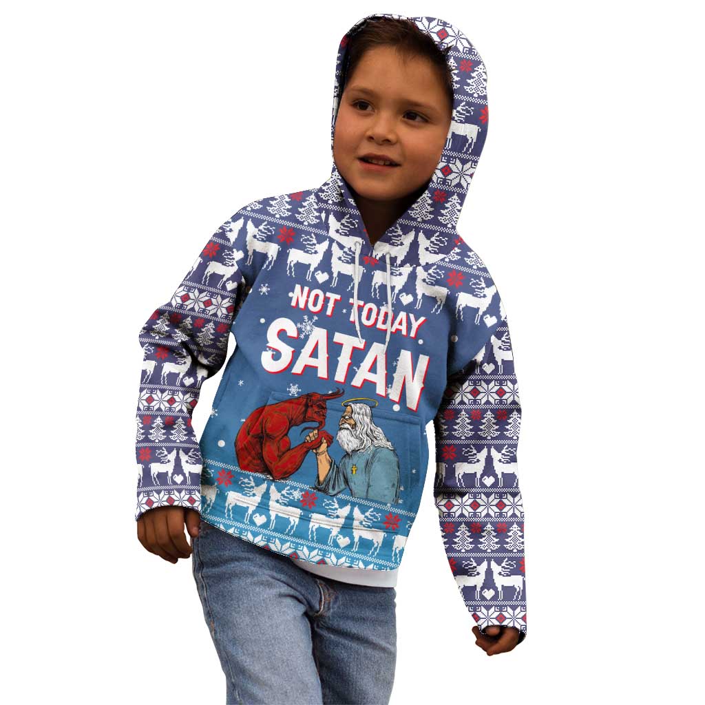 Jesus Not To Day Satan Christmas Kid Hoodie Funny Xmas Holiday Patterns - Wonder Print Shop