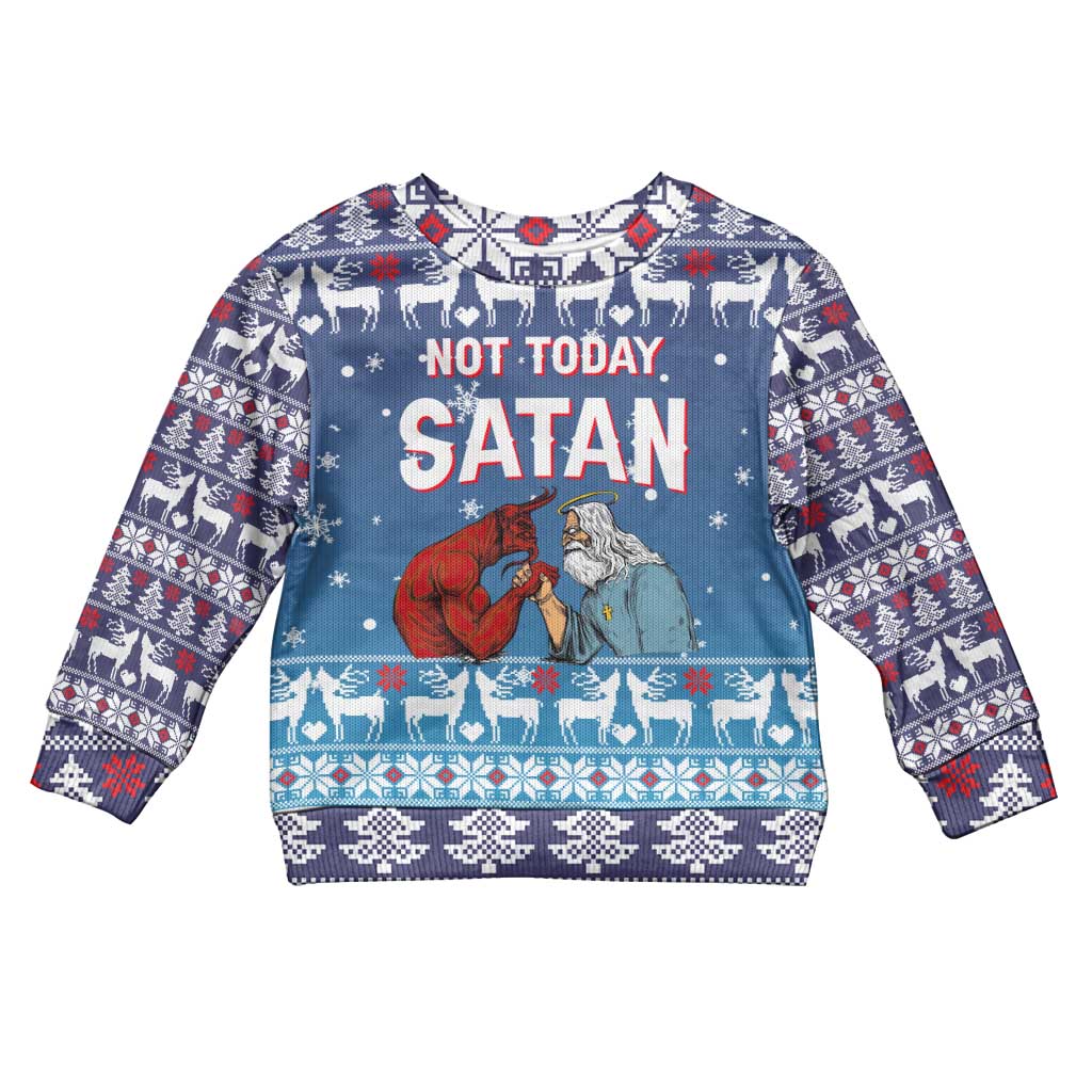 Jesus Not To Day Satan Christmas Kid Ugly Christmas Sweater Funny Xmas Holiday Patterns - Wonder Print Shop