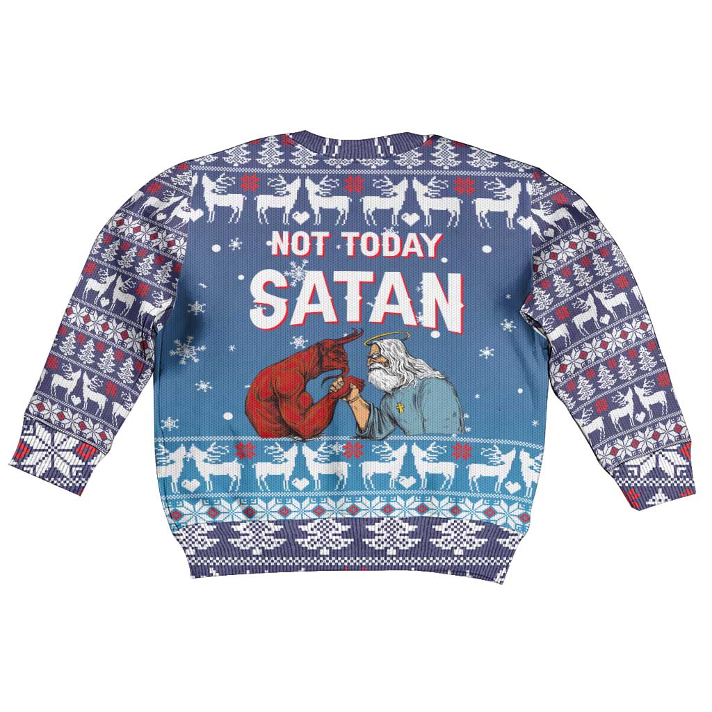 Jesus Not To Day Satan Christmas Kid Ugly Christmas Sweater Funny Xmas Holiday Patterns - Wonder Print Shop