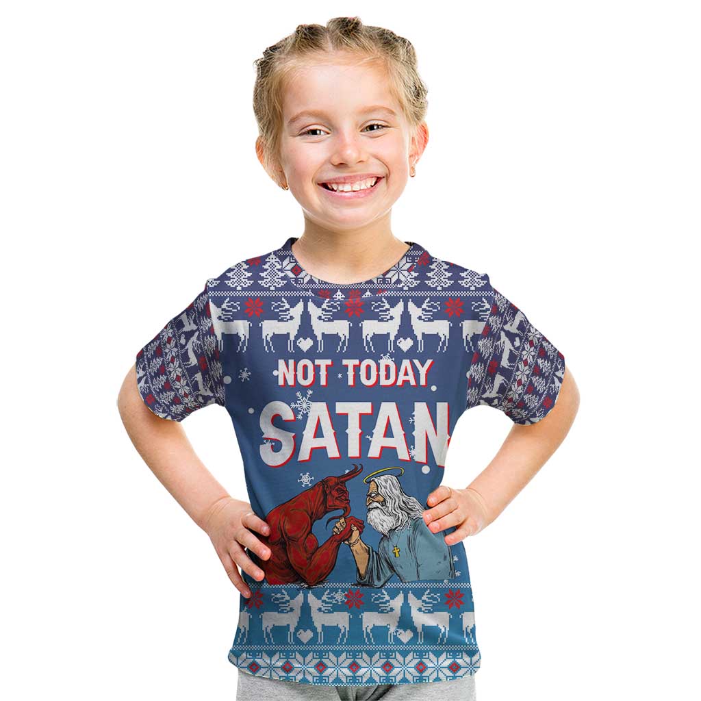 Jesus Not To Day Satan Christmas Kid T Shirt Funny Xmas Holiday Patterns - Wonder Print Shop