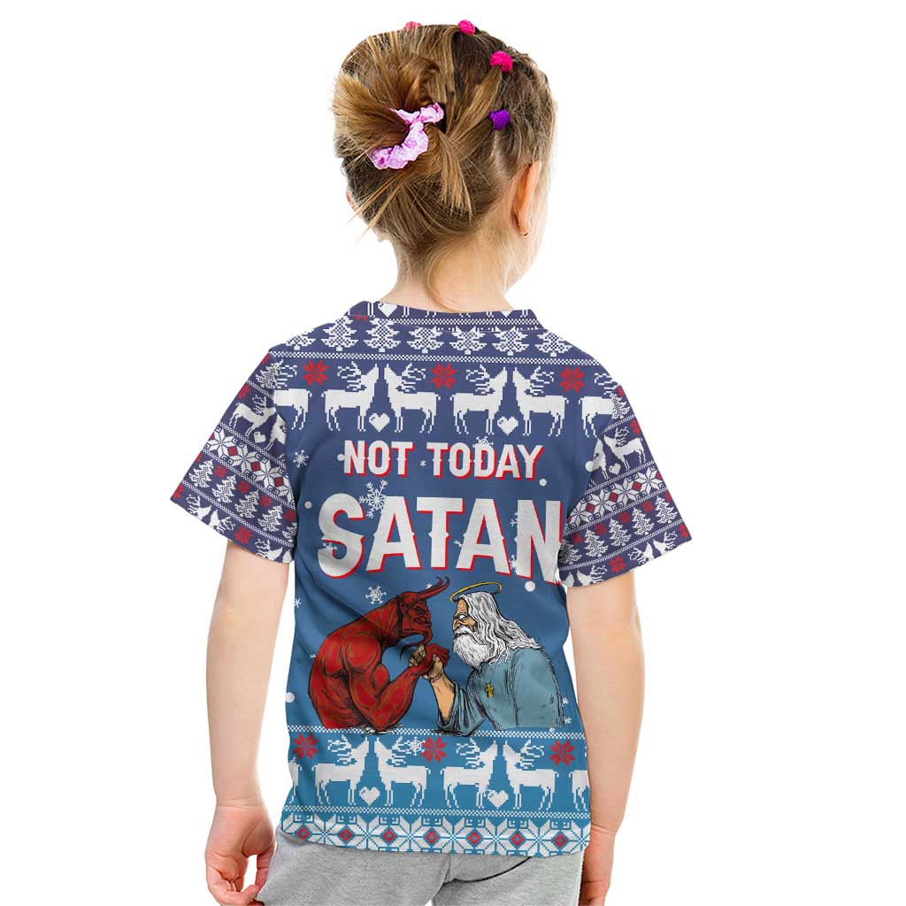Jesus Not To Day Satan Christmas Kid T Shirt Funny Xmas Holiday Patterns - Wonder Print Shop
