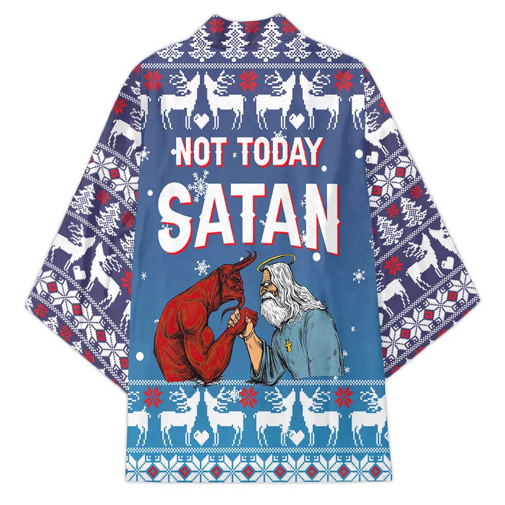 Jesus Not To Day Satan Christmas Kimono Funny Xmas Holiday Patterns - Wonder Print Shop