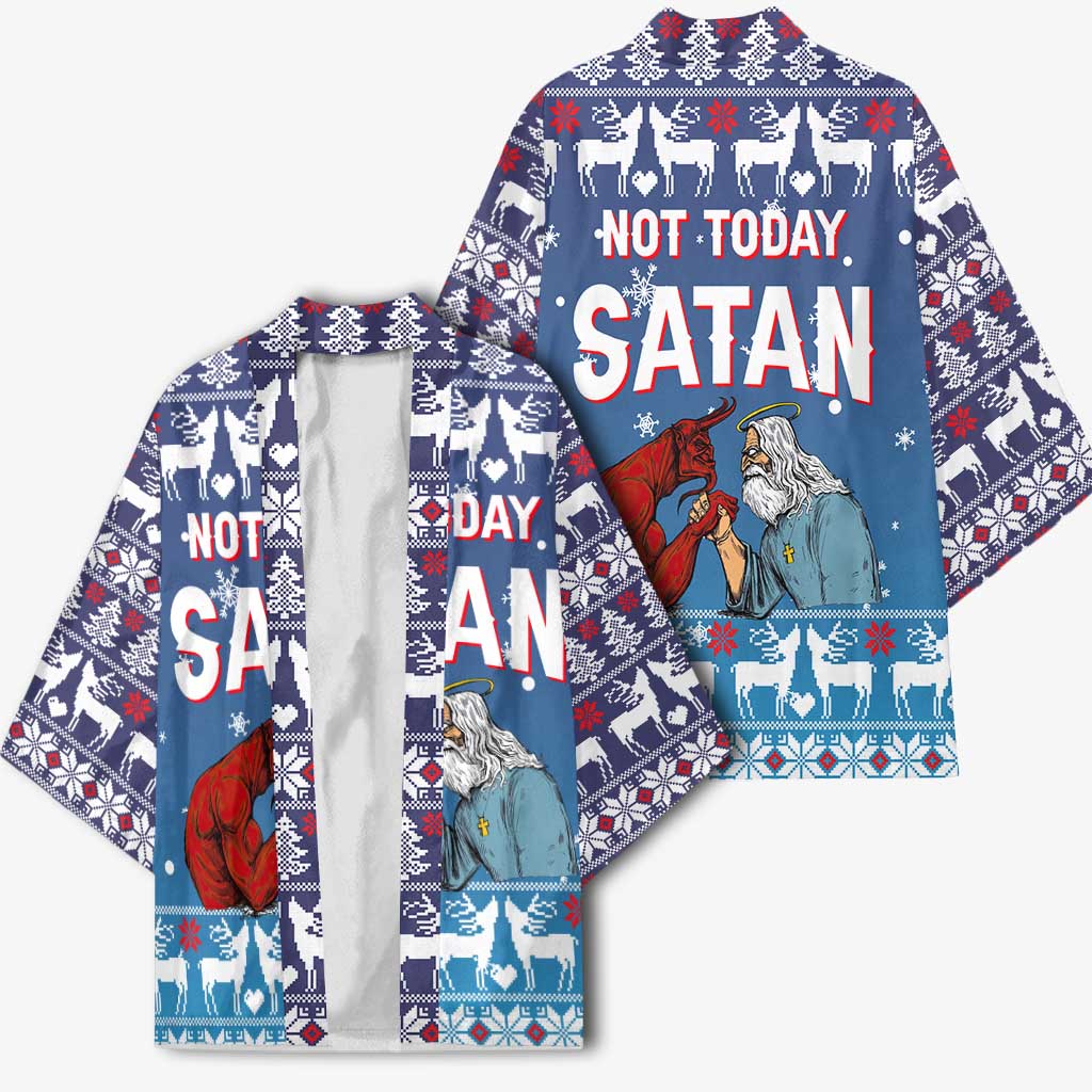 Jesus Not To Day Satan Christmas Kimono Funny Xmas Holiday Patterns - Wonder Print Shop