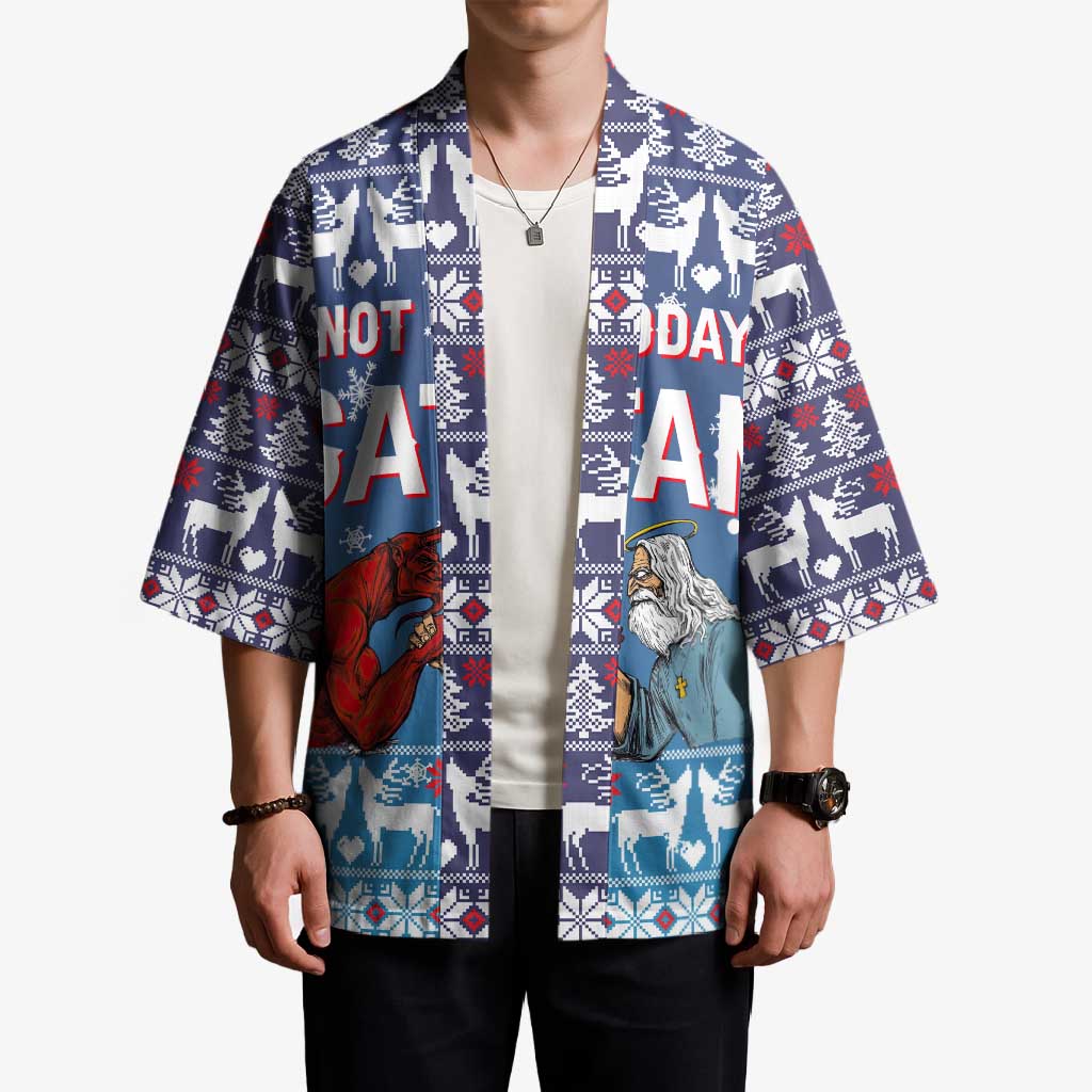 Jesus Not To Day Satan Christmas Kimono Funny Xmas Holiday Patterns - Wonder Print Shop
