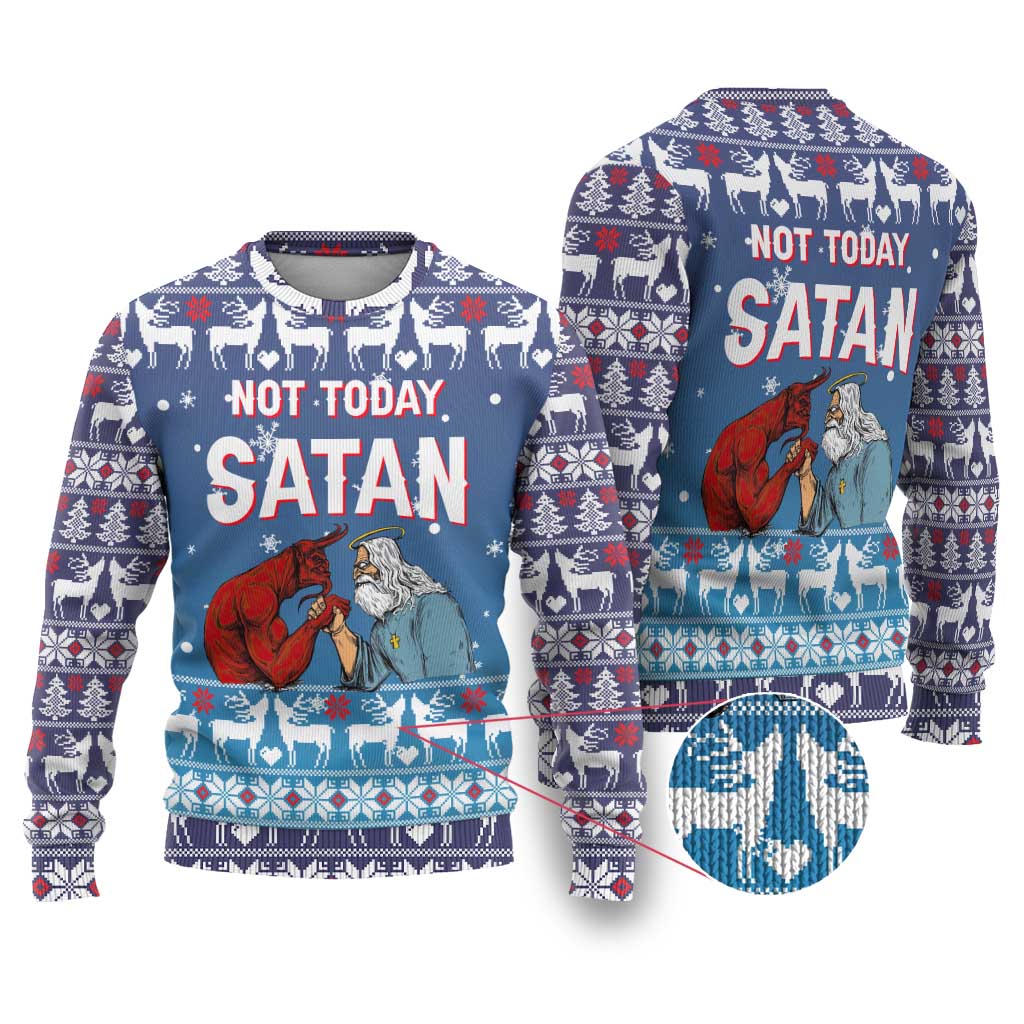 Jesus Not To Day Satan Christmas Ugly Christmas Sweater Funny Xmas Holiday Patterns - Wonder Print Shop