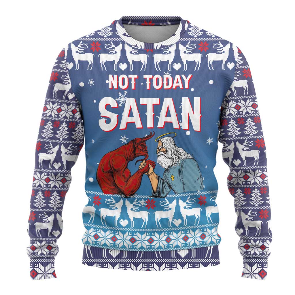 Jesus Not To Day Satan Christmas Ugly Christmas Sweater Funny Xmas Holiday Patterns - Wonder Print Shop