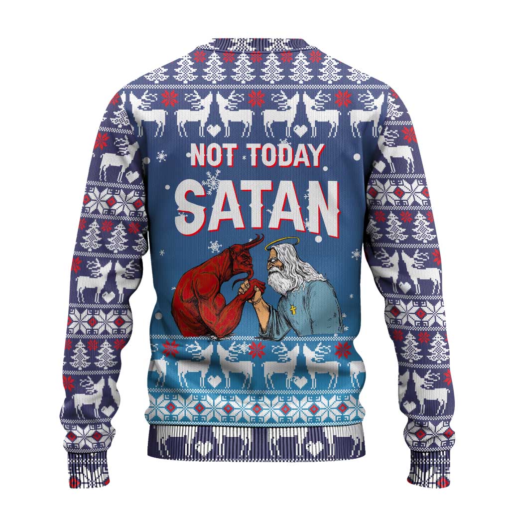 Jesus Not To Day Satan Christmas Ugly Christmas Sweater Funny Xmas Holiday Patterns - Wonder Print Shop