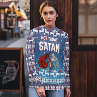 Jesus Not To Day Satan Christmas Ugly Christmas Sweater Funny Xmas Holiday Patterns - Wonder Print Shop