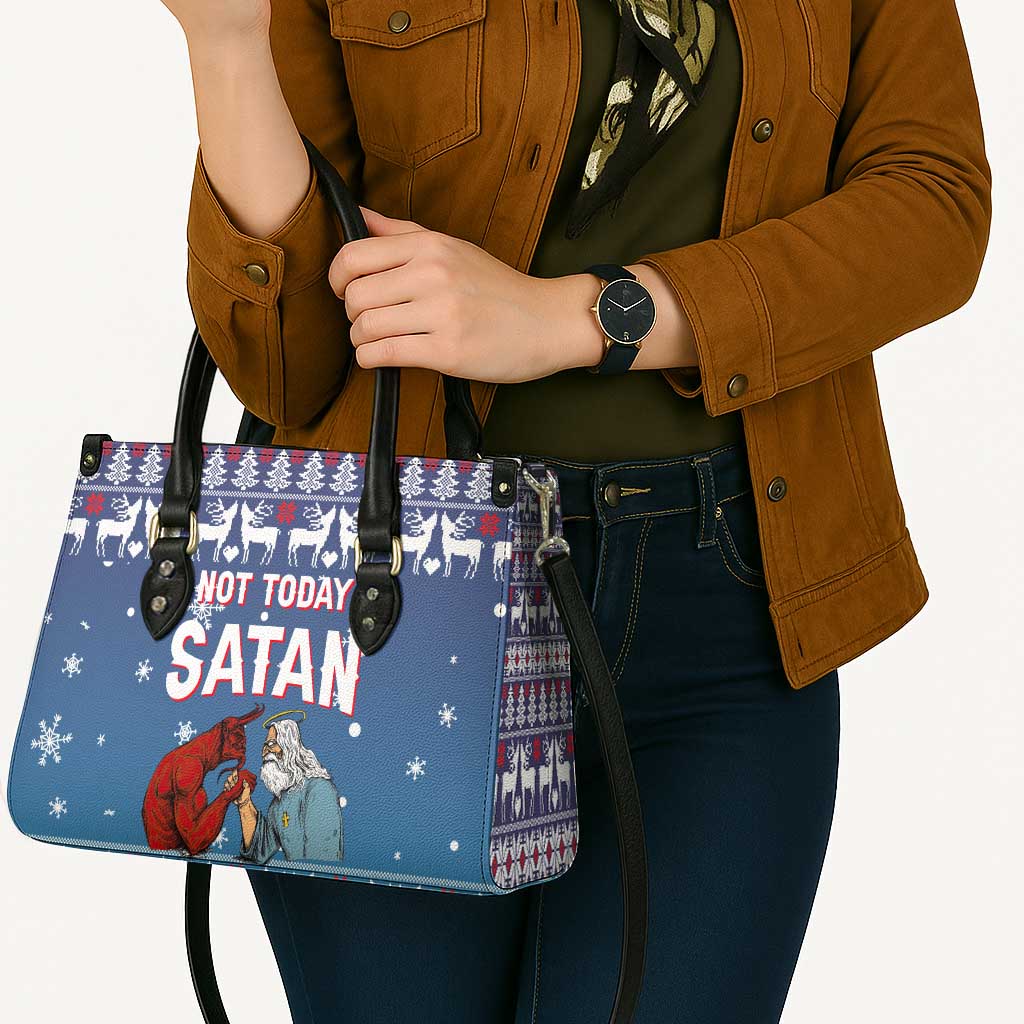 Jesus Not To Day Satan Christmas Leather Bag Funny Xmas Holiday Patterns - Wonder Print Shop