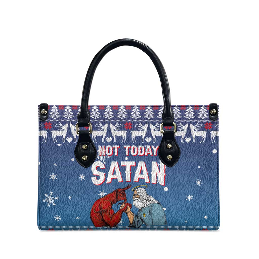 Jesus Not To Day Satan Christmas Leather Bag Funny Xmas Holiday Patterns - Wonder Print Shop