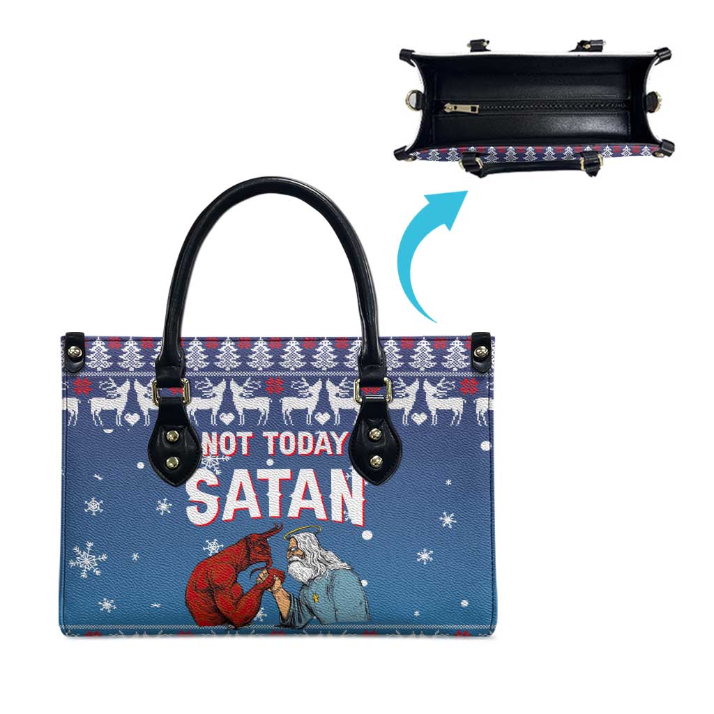 Jesus Not To Day Satan Christmas Leather Bag Funny Xmas Holiday Patterns - Wonder Print Shop