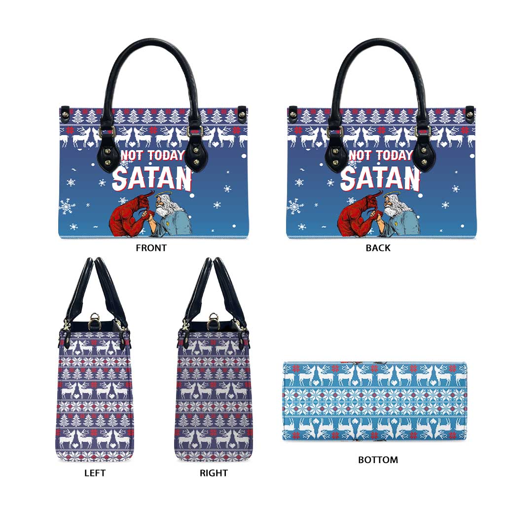 Jesus Not To Day Satan Christmas Leather Bag Funny Xmas Holiday Patterns - Wonder Print Shop