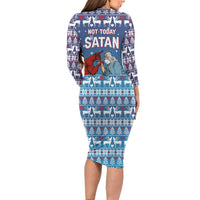 Jesus Not To Day Satan Christmas Long Sleeve Bodycon Dress Funny Xmas Holiday Patterns - Wonder Print Shop