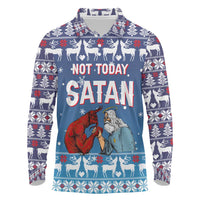 Jesus Not To Day Satan Christmas Long Sleeve Polo Shirt Funny Xmas Holiday Patterns - Wonder Print Shop