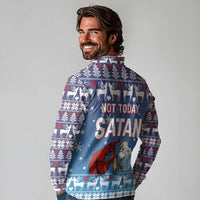 Jesus Not To Day Satan Christmas Long Sleeve Polo Shirt Funny Xmas Holiday Patterns - Wonder Print Shop