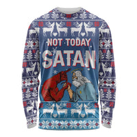 Jesus Not To Day Satan Christmas Long Sleeve Shirt Funny Xmas Holiday Patterns - Wonder Print Shop