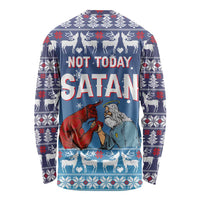 Jesus Not To Day Satan Christmas Long Sleeve Shirt Funny Xmas Holiday Patterns - Wonder Print Shop