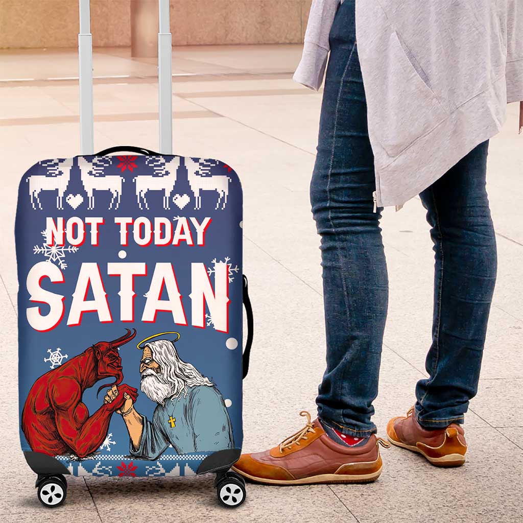 Jesus Not To Day Satan Christmas Luggage Cover Funny Xmas Holiday Patterns - Wonder Print Shop