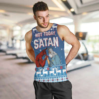 Jesus Not To Day Satan Christmas Men Tank Top Funny Xmas Holiday Patterns - Wonder Print Shop