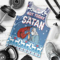 Jesus Not To Day Satan Christmas Men Tank Top Funny Xmas Holiday Patterns - Wonder Print Shop