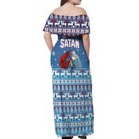 Jesus Not To Day Satan Christmas Off Shoulder Maxi Dress Funny Xmas Holiday Patterns - Wonder Print Shop