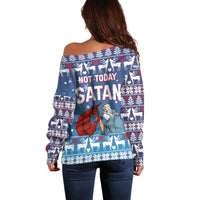 Jesus Not To Day Satan Christmas Off Shoulder Sweater Funny Xmas Holiday Patterns - Wonder Print Shop
