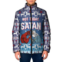 Jesus Not To Day Satan Christmas Padded Jacket Funny Xmas Holiday Patterns - Wonder Print Shop