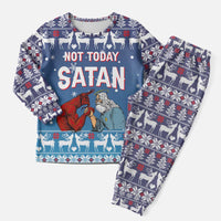 Jesus Not To Day Satan Christmas Pajama Set Funny Xmas Holiday Patterns - Wonder Print Shop