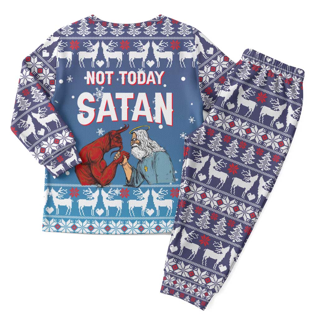 Jesus Not To Day Satan Christmas Pajama Set Funny Xmas Holiday Patterns - Wonder Print Shop