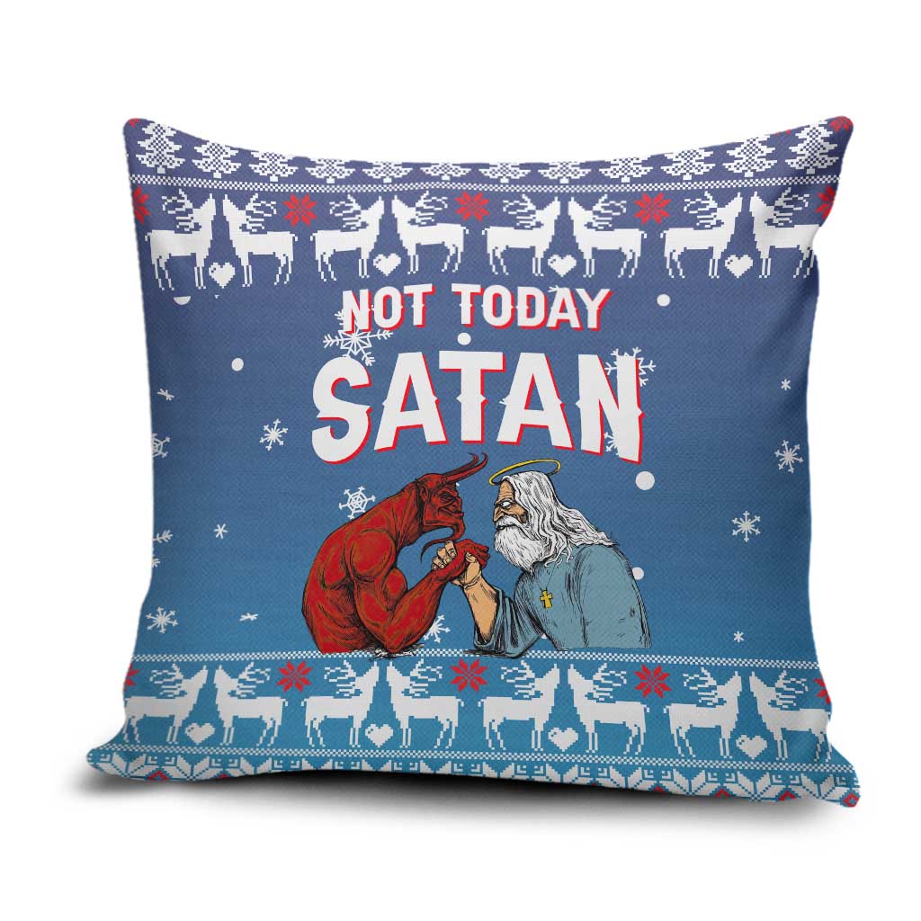 Jesus Not To Day Satan Christmas Pillow Cover Funny Xmas Holiday Patterns - Wonder Print Shop