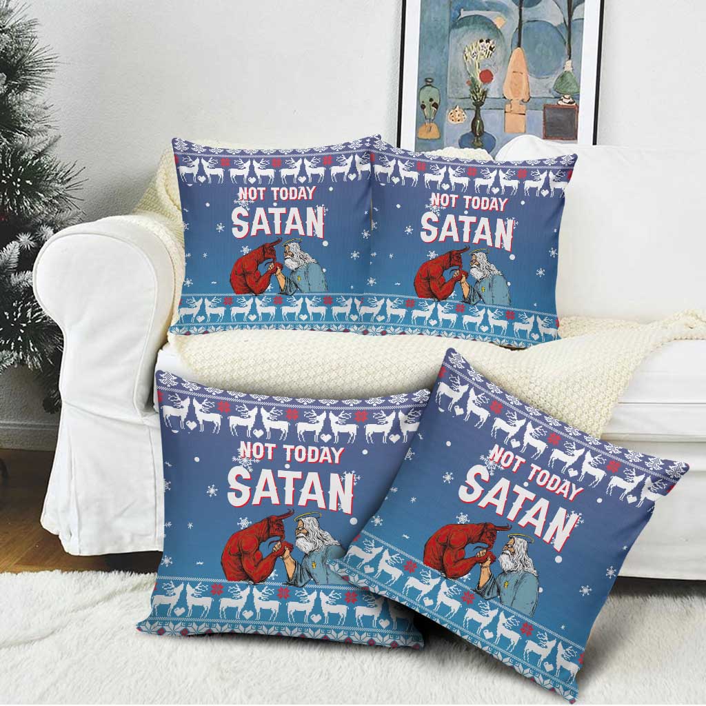 Jesus Not To Day Satan Christmas Pillow Cover Funny Xmas Holiday Patterns - Wonder Print Shop