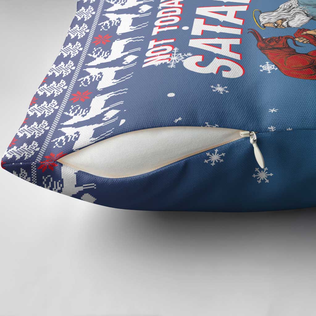 Jesus Not To Day Satan Christmas Pillow Cover Funny Xmas Holiday Patterns - Wonder Print Shop