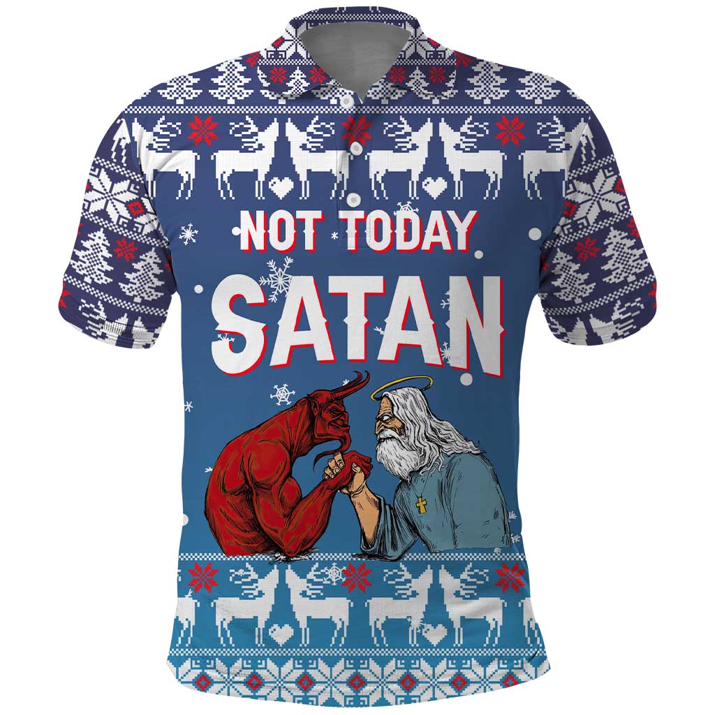 Jesus Not To Day Satan Christmas Polo Shirt Funny Xmas Holiday Patterns - Wonder Print Shop