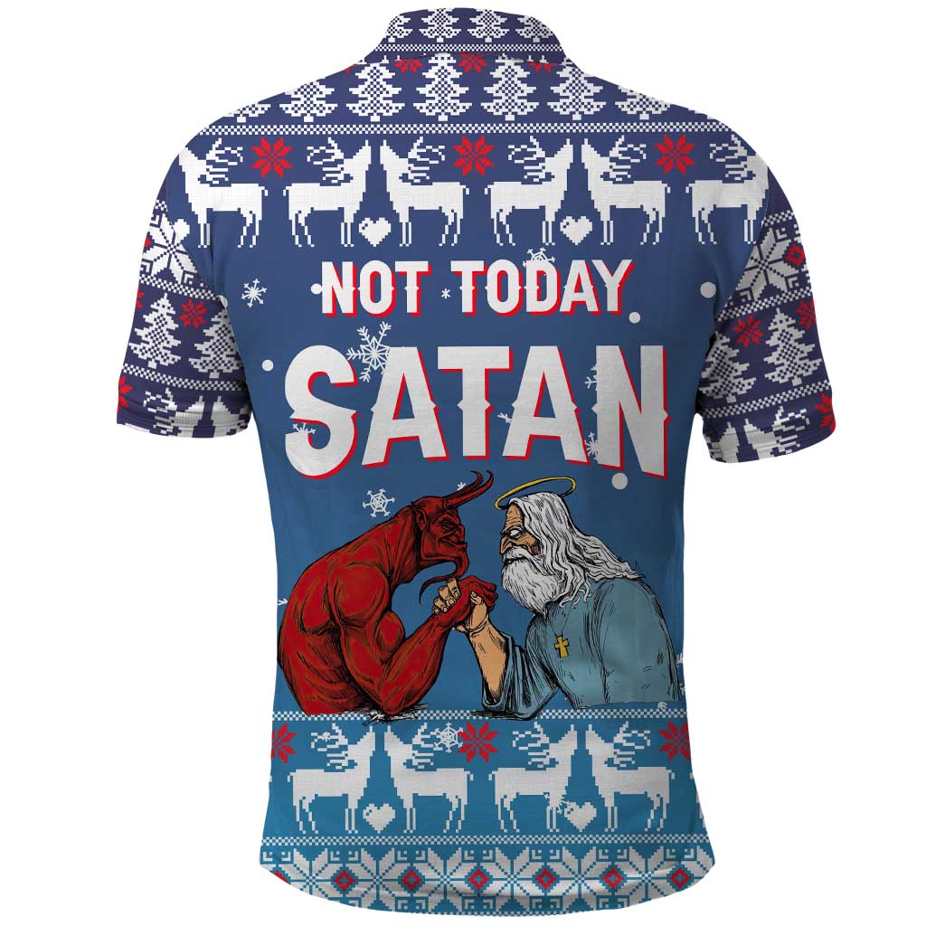 Jesus Not To Day Satan Christmas Polo Shirt Funny Xmas Holiday Patterns - Wonder Print Shop