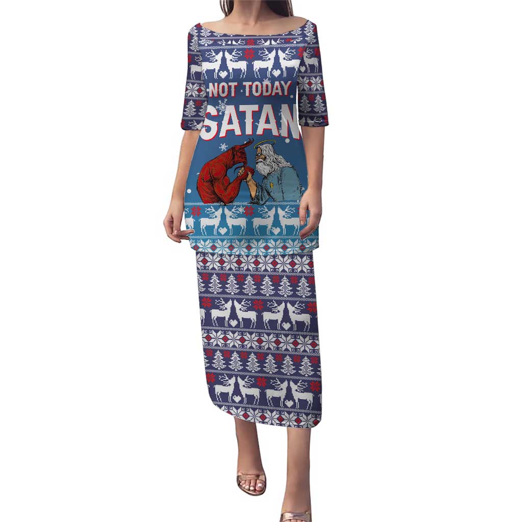 Jesus Not To Day Satan Christmas Puletasi Funny Xmas Holiday Patterns - Wonder Print Shop