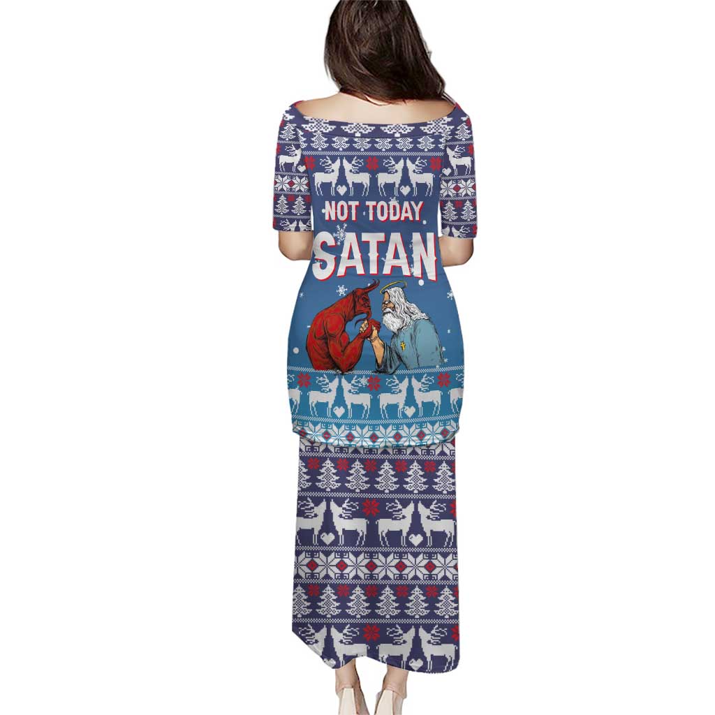 Jesus Not To Day Satan Christmas Puletasi Funny Xmas Holiday Patterns - Wonder Print Shop