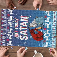 Jesus Not To Day Satan Christmas Puzzle Funny Xmas Holiday Patterns - Wonder Print Shop