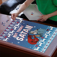 Jesus Not To Day Satan Christmas Puzzle Funny Xmas Holiday Patterns - Wonder Print Shop