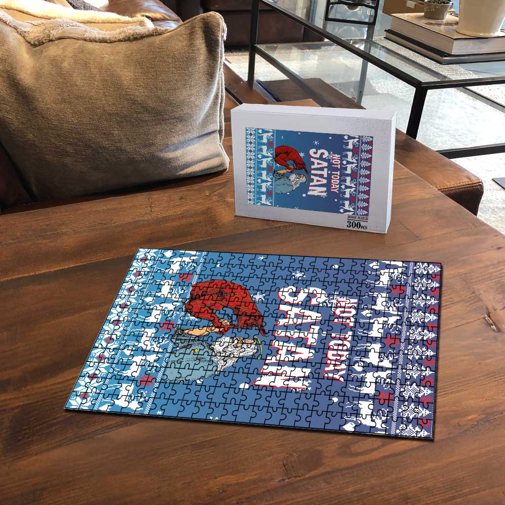 Jesus Not To Day Satan Christmas Puzzle Funny Xmas Holiday Patterns - Wonder Print Shop