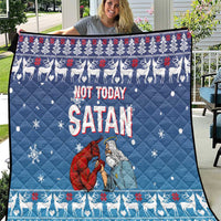 Jesus Not To Day Satan Christmas Quilt Funny Xmas Holiday Patterns - Wonder Print Shop